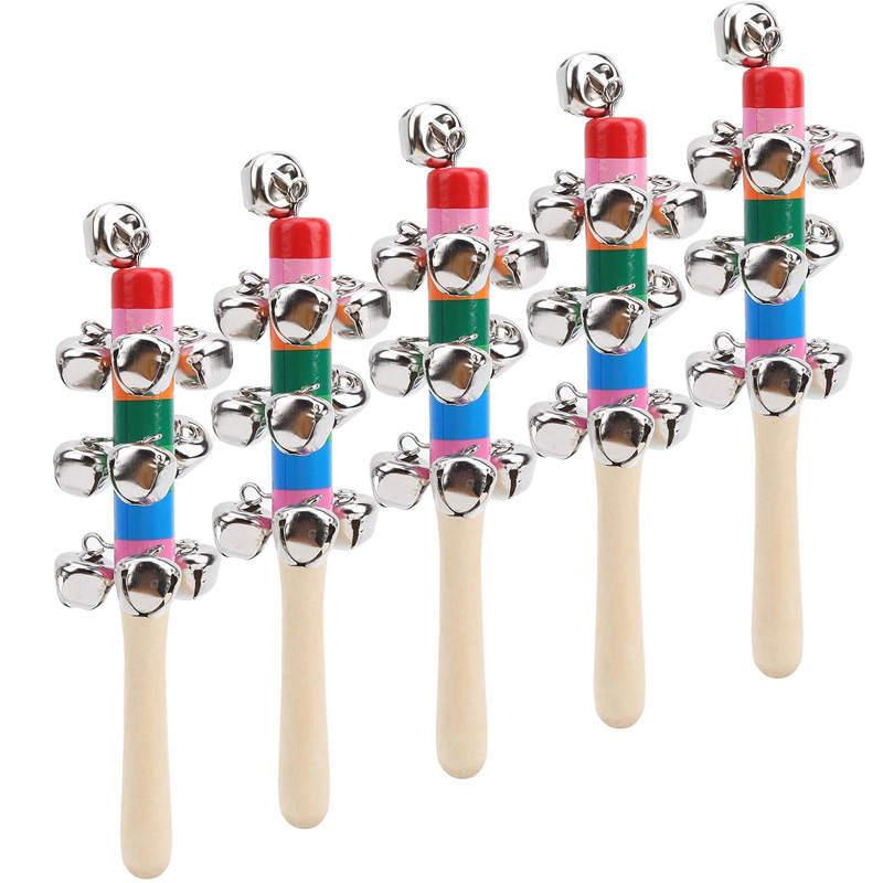 5PCS Wooden Jingle Hand Bells  - Musical Instrument For Toddlers recension och pris