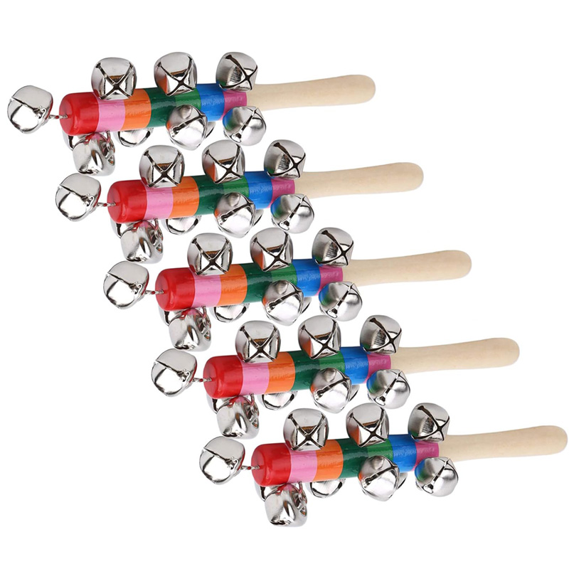 5PCS Wooden Jingle Hand Bells  - Musical Instrument For Toddlers recension och pris