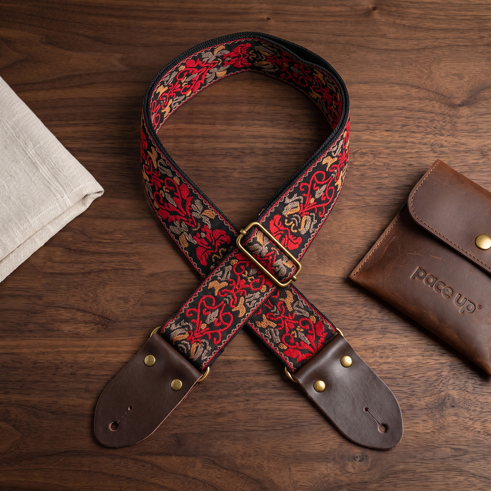 Embroidered Print Guitar Strap - Musical Instrument Note recension och pris