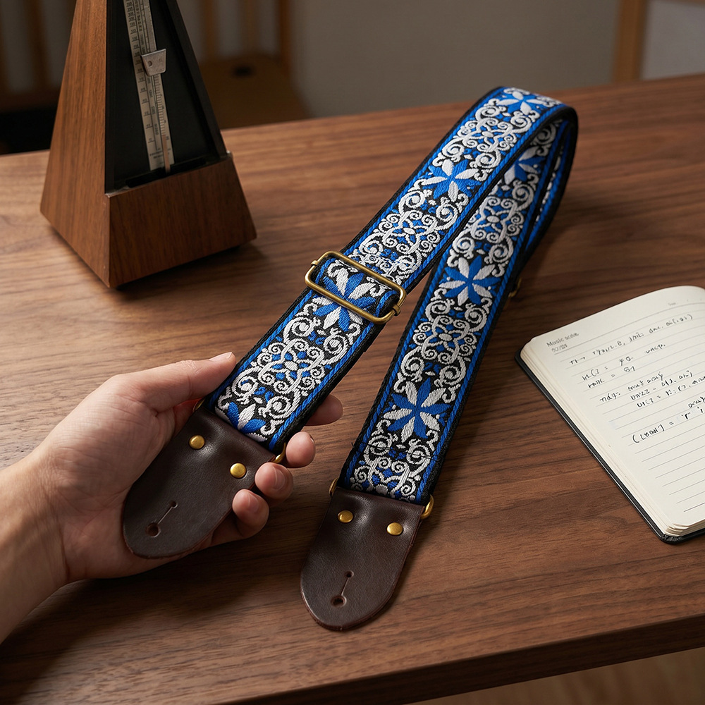 Embroidered Print Guitar Strap - Musical Instrument Note recension och pris