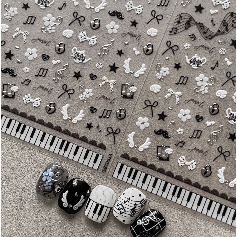 Black White Piano Note Nail St - Musical Instrument Images recension och pris