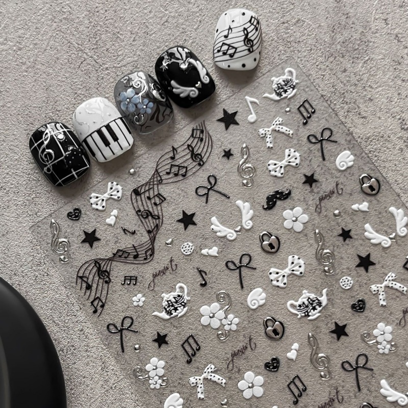 Black White Piano Note Nail St - Musical Instrument Images recension och pris